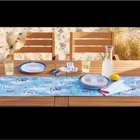 VINEYARD VINES Target Blue Island Palm Tree Boat Beach Spring Scene Table Runner - Picture 3 of 3